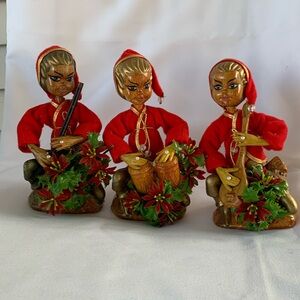 Vintage Christmas Figurine Set - Hong Kong - 7.5” tall approximately